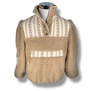 Driftwood  1/4 Snap Fleece Sherpa Jacket Women’s Large Beige Aztec Geometric